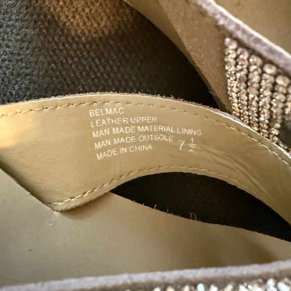 Yellow box sandals 7.5 beige with rhinestones / jewels wedge platform sandals - Picture 4 of 6